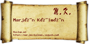 Marján Kálmán névjegykártya