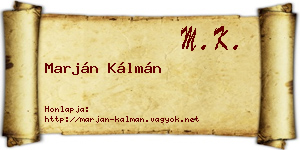 Marján Kálmán névjegykártya